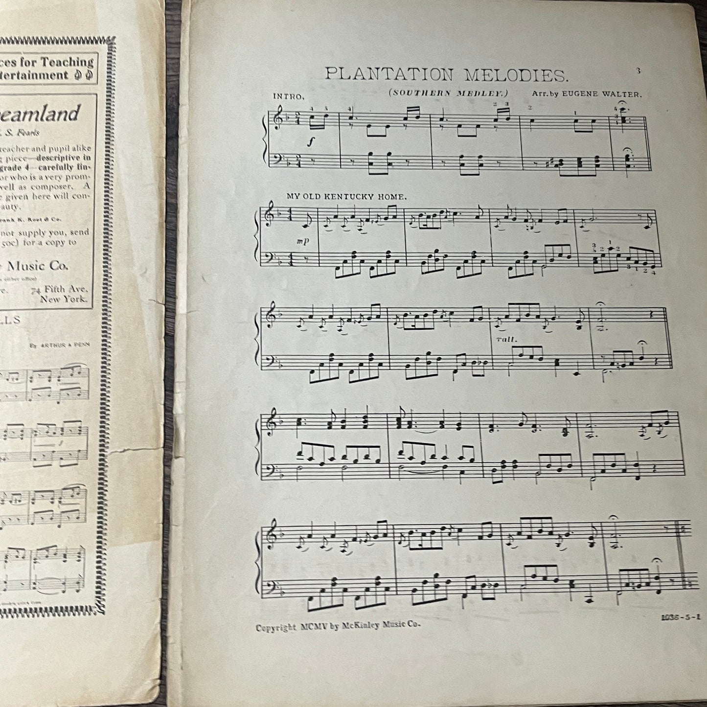 Plantation Melodies by Eugene Walter 1905 Sheet Music V13