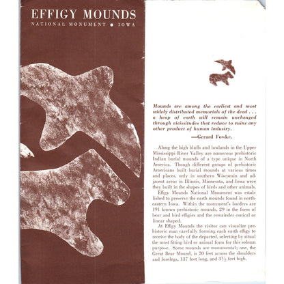 Vintage Effigy Mounds National Monument IA Map & Fold Out Travel Brochure TF4-B1