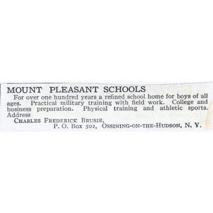 Mount Pleasant Schools Charles Frederick Brusie c1918 Advertisement AE5-SA3