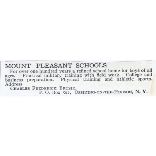 Mount Pleasant Schools Charles Frederick Brusie c1918 Advertisement AE5-SA3