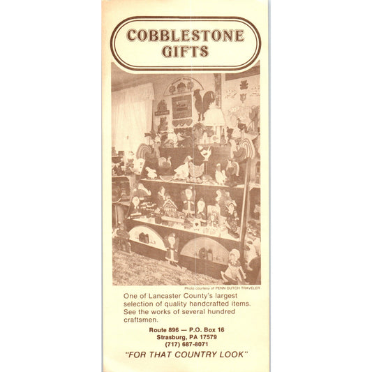 1970s Cobblestone Gifts Lancaster Handcrafted Goods Strasburg PA Leaflet TF4-BB