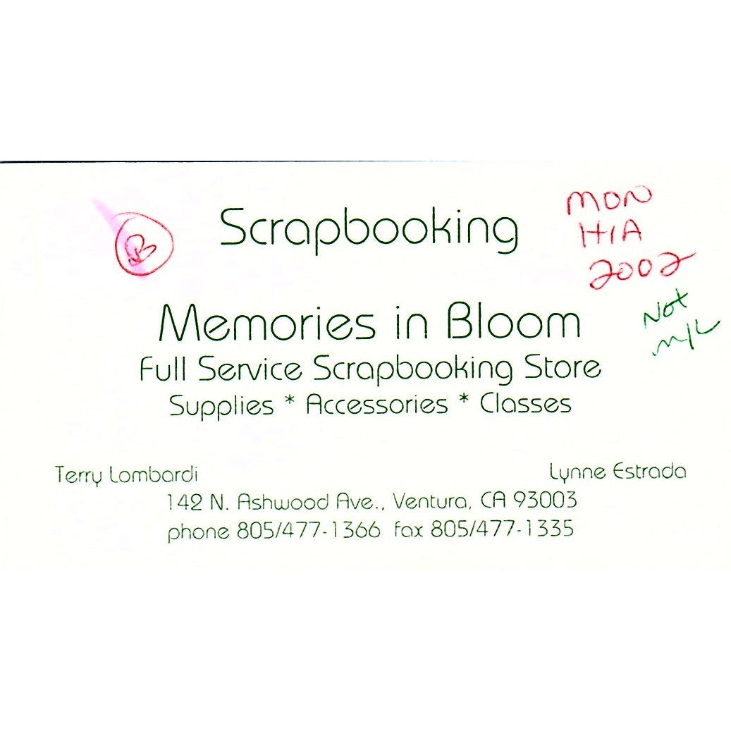 Terry Lombardi Lynne Estrada Memories in Bloom Scrapbooking Ventura Card SC9-B11