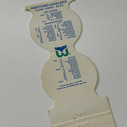 1982-83 Hartford Whalers Hockey Schedule Vintage Matchbook Cover TB6-MB1-14