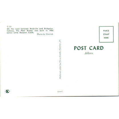 The Neet Bridge Parke County Indiana No 10 Vintage Covered Bridge Postcard PD3