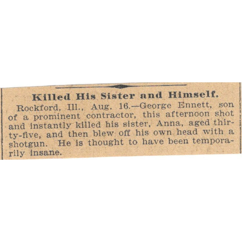 Rockford IL George Ennett Murder St. Paul 1898 Newspaper Ad AF2-S5