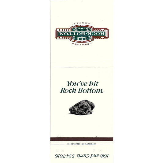 The Rock Bottom Brewery Denver CO Jumbo Vintage Matchbook TB6-MB2-10