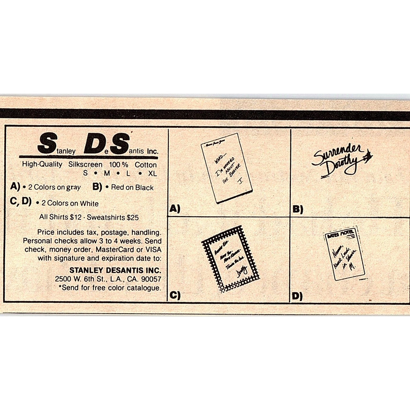 Stanley DeSantis Inc Los Angeles California 1984 Ad AF8-H1