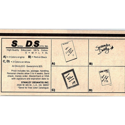 Stanley DeSantis Inc Los Angeles California 1984 Ad AF8-H1