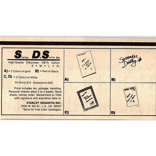 Stanley DeSantis Inc Los Angeles California 1984 Ad AF8-H1
