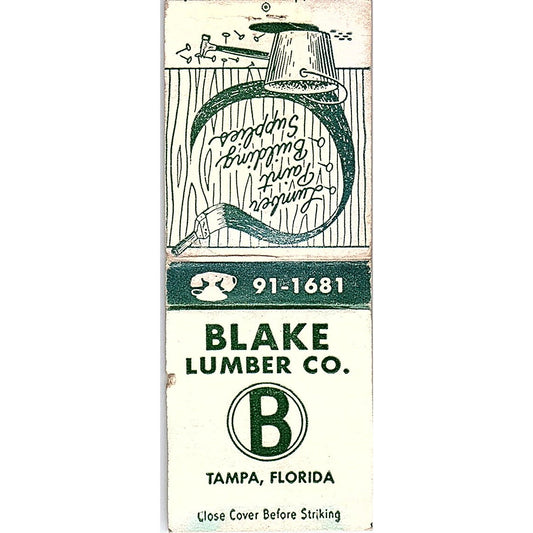 Blake Lumber Co Tampa Florida Vintage Matchbook Cover SF3-Y5