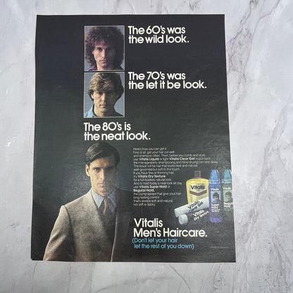 Vitalis Men's Hair Care -The 80's is Neat Look 1984 Ad V14-7