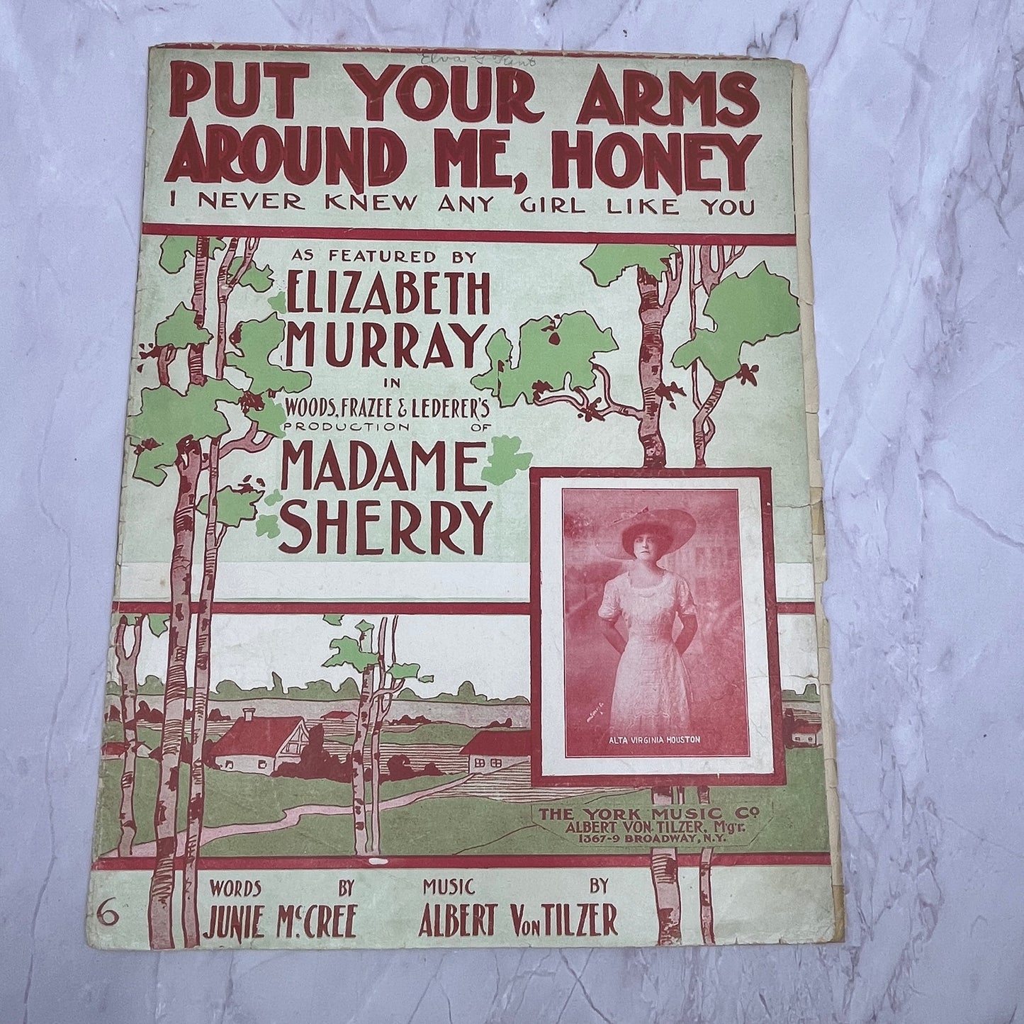 Put Your Arms Around Me Honey Alta Virginia Houston 1910 Sheet Music V16