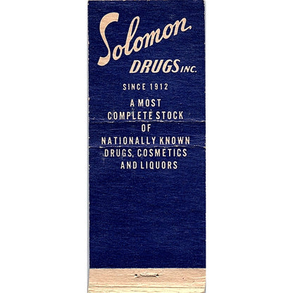 Solomon Drugs Inc Chicago Vintage Matchbook Cover SC7-Y6