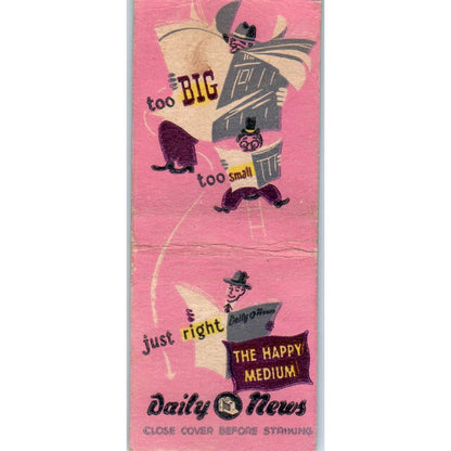 Daily News, The Happy Medium Illustration Cartoon Vintage Matchbook Cover SD2-Y6
