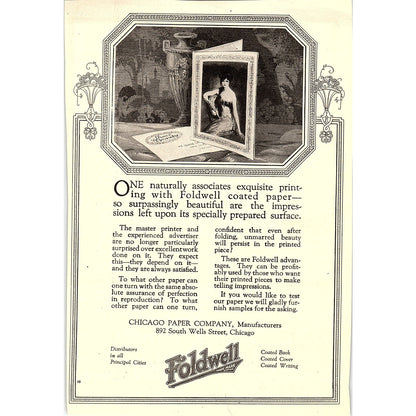 Foldwell Coated Paper Chicago Paper Company c1920 Ad AF8-9