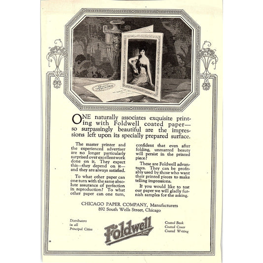 Foldwell Coated Paper Chicago Paper Company c1920 Ad AF8-9