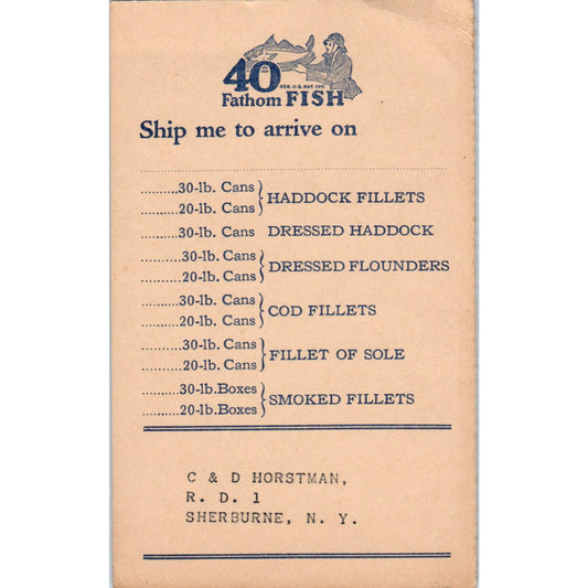 1920s Bay State Fishing Co Boston 40 Fathom Fish Business Reply Postcard PC7