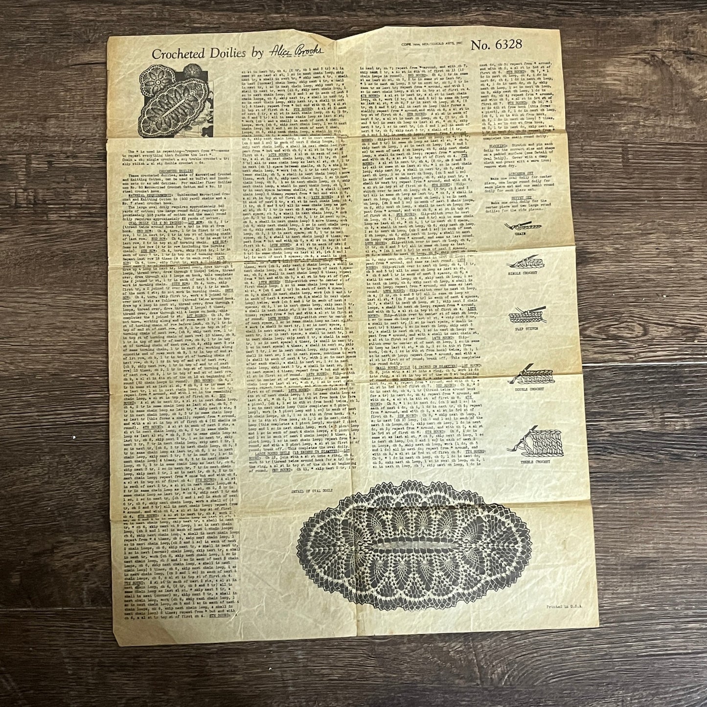 Crocheted Doilies by Alice Brooks 1939 No. 6328 Pattern V1-9