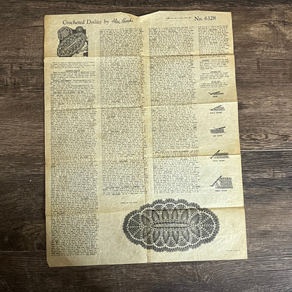 Crocheted Doilies by Alice Brooks 1939 No. 6328 Pattern V1-9
