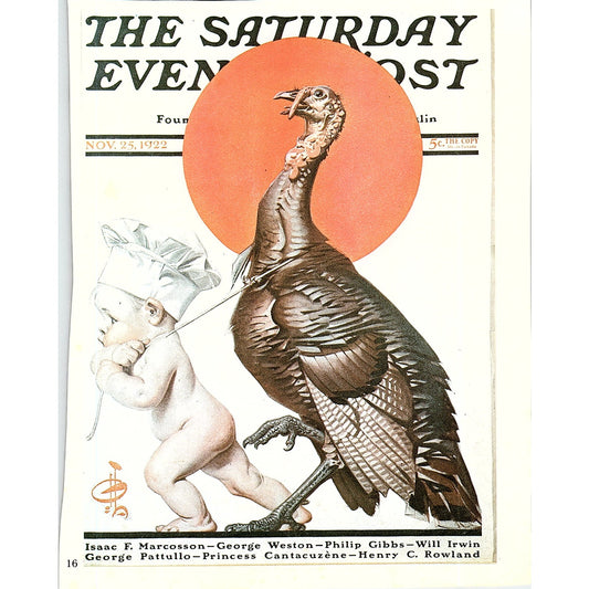 1922 Nov 25 Saturday Evening Post Cover Repro Vintage Art Print 5x7 V12
