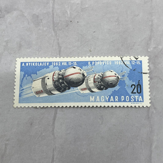 1962 Hungary A. Nyikolajev P. Popovics Space Flight Posta Postal Stamp TB8-OD