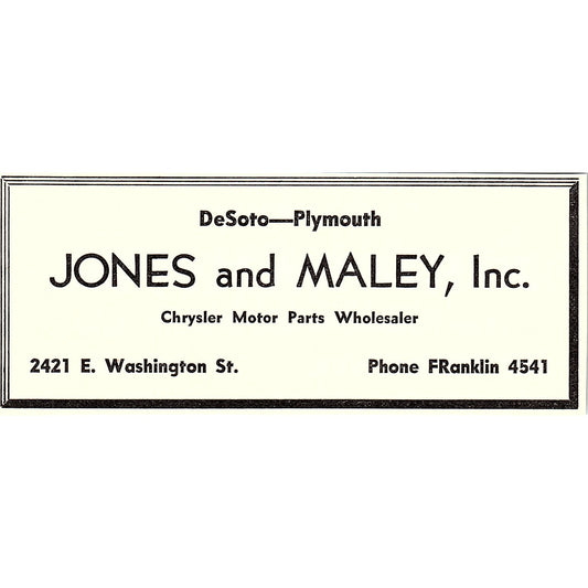 Jones and Maley Inc DeSoto-Plymouth Indianapolis IN 1947 Ad AF6-21