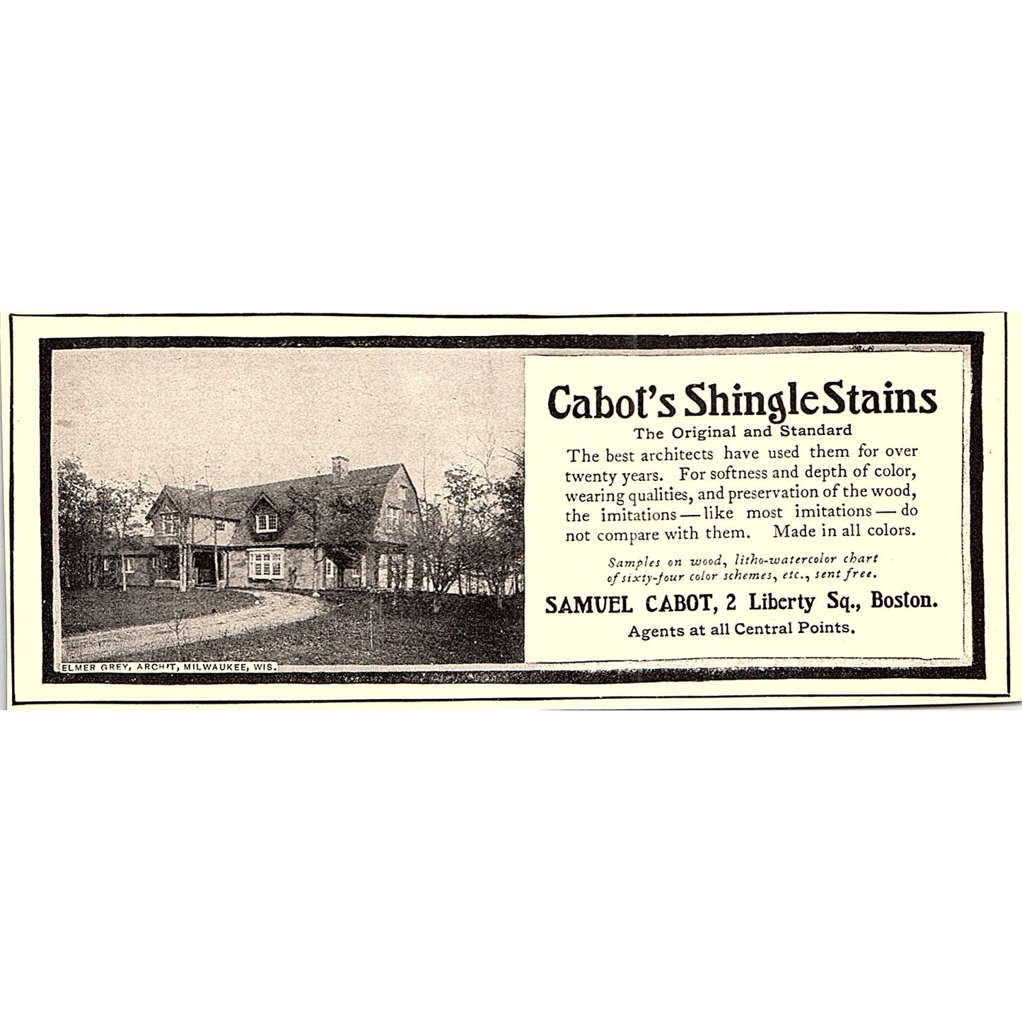 Cabot's Shingle Stains Samuel Cabot Boston MA - 1902 Ad AF4-12