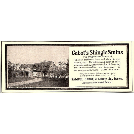 Cabot's Shingle Stains Samuel Cabot Boston MA - 1902 Ad AF4-12