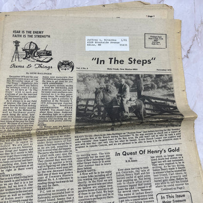 1978 Nov - In the Steps of the Treasure Hunter Newspaper - Mule Creek NM M11