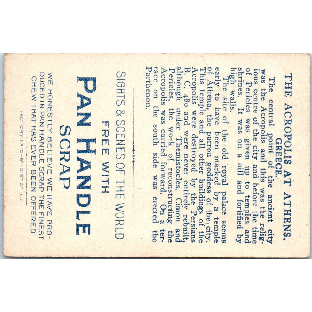 1911-12 Acropolis at Athens Pan Handle Card Scrap Sights and Scenes AD8-Q3
