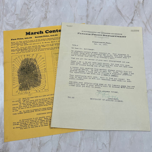 1926 University of Applied Science Finger Print Department Ephemera Lot AE4