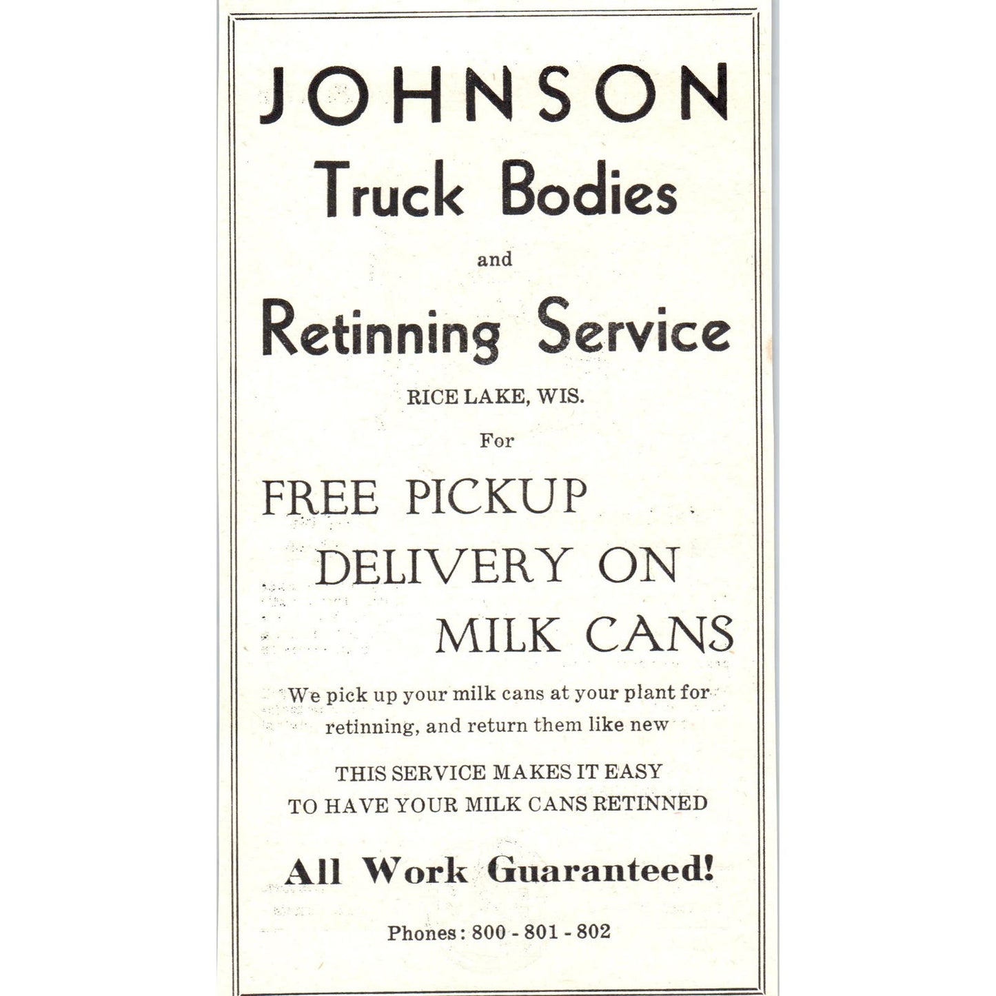 Johnson Truck Bodies Rice Lake WI, Fairbanks, Morse & Co St Paul 1953 Ad AE9-DC2