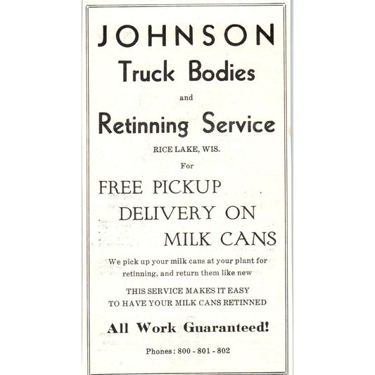 Johnson Truck Bodies Rice Lake WI, Fairbanks, Morse & Co St Paul 1953 Ad AE9-DC2