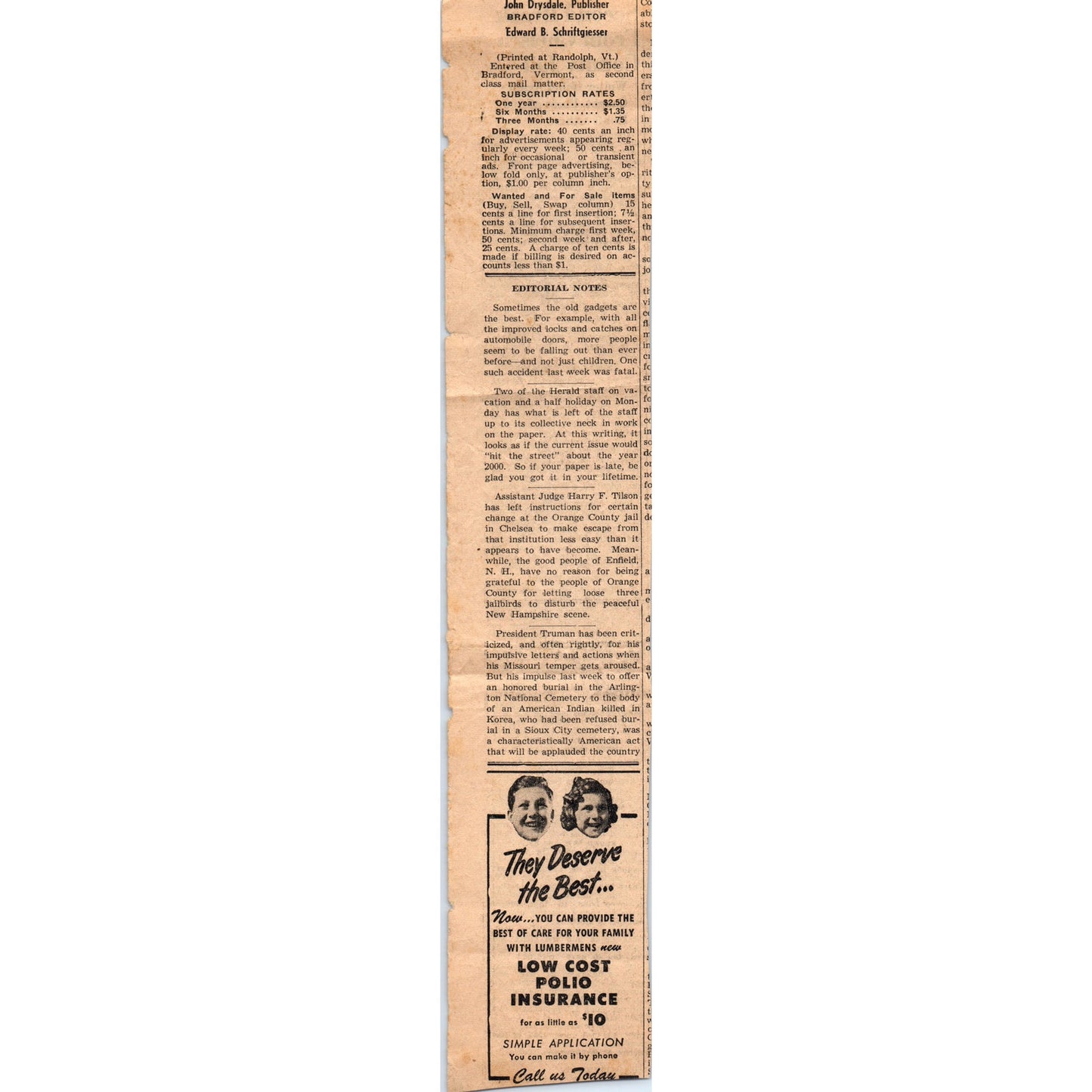 1951 News Clipping Second Jailbreak at Chelsea County Jail AF7-E7