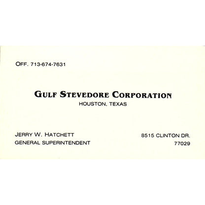 Gulf Stevedore Corporation Jerry W. Hatchett Houston TX Business Card SB4-B11