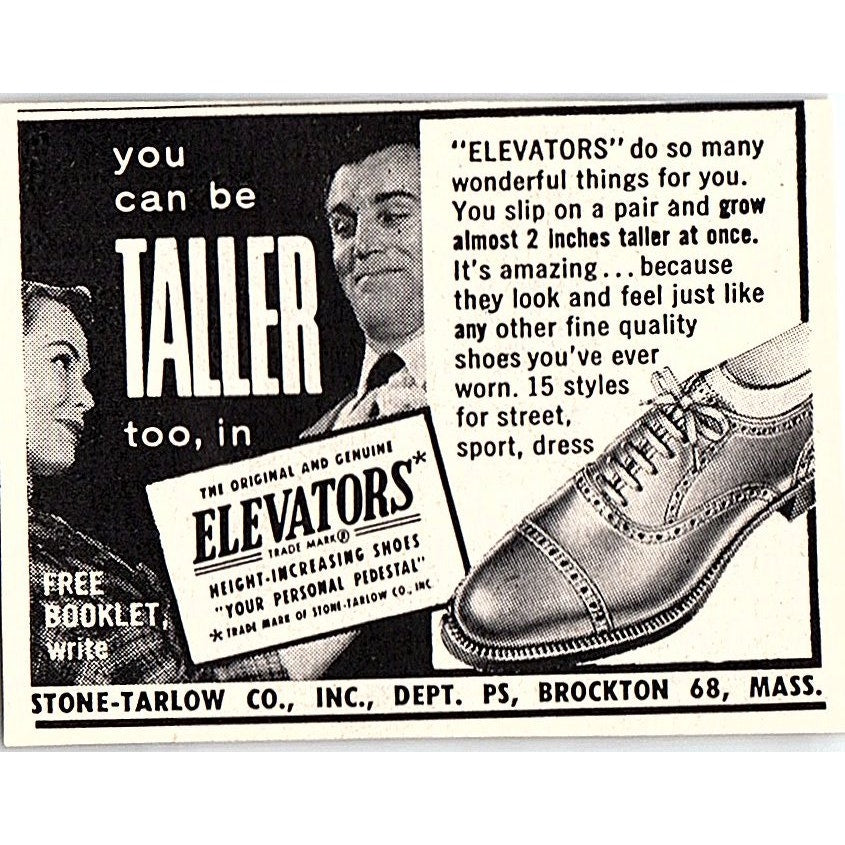 Shoe Elevators Stone-Tarlow Co Brockton MA 1955 Ad AF9-S3