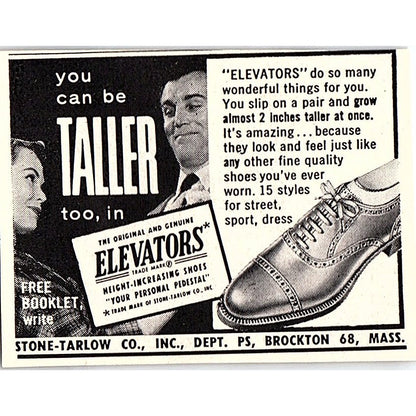 Shoe Elevators Stone-Tarlow Co Brockton MA 1955 Ad AF9-S3