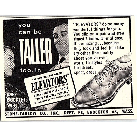 Shoe Elevators Stone-Tarlow Co Brockton MA 1955 Ad AF9-S3