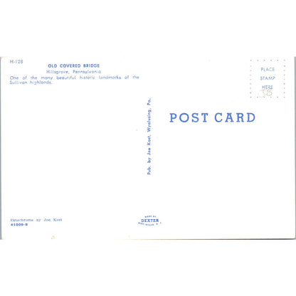 Old Covered Bridge Hillsgrove PA Vintage Covered Bridge Postcard PD3
