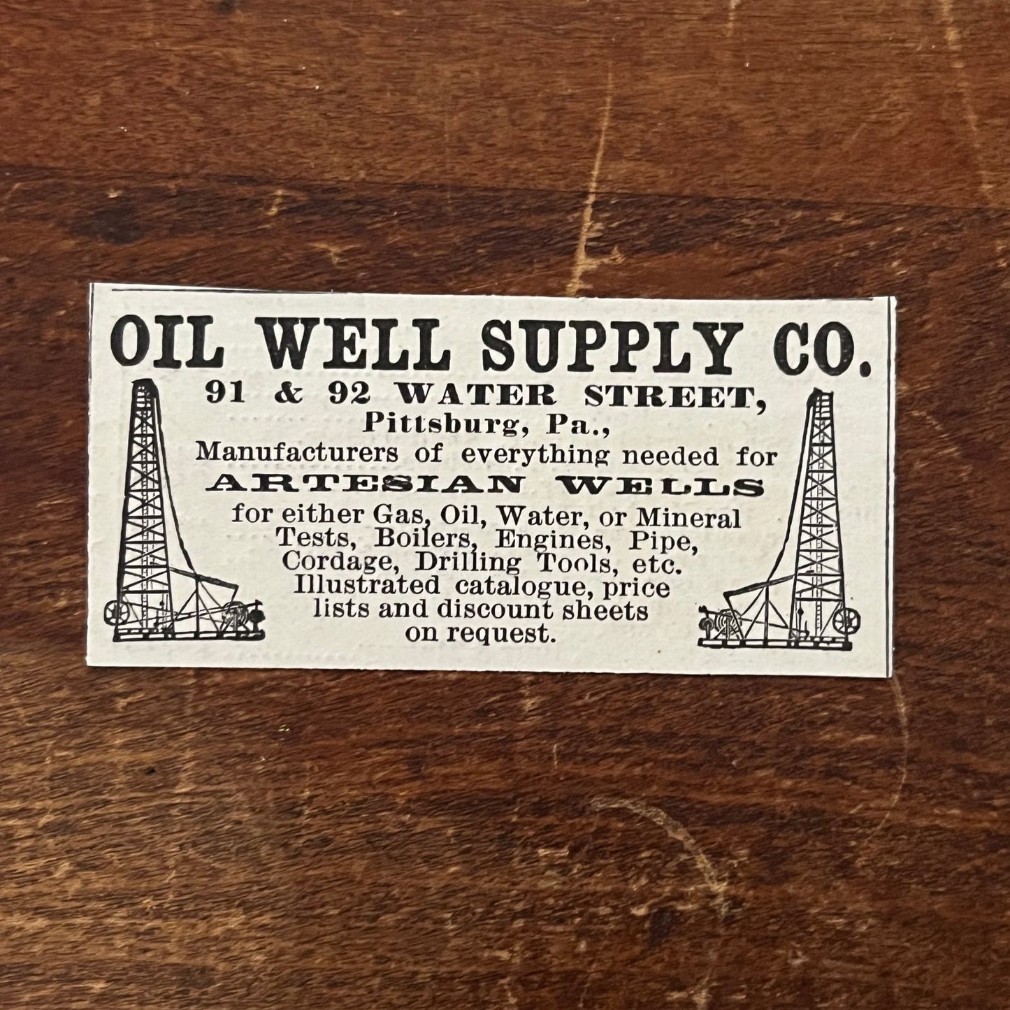 Oil Well Supply Co Pittsburgh PA Artesian Wells Original Advertisement AD8-P29