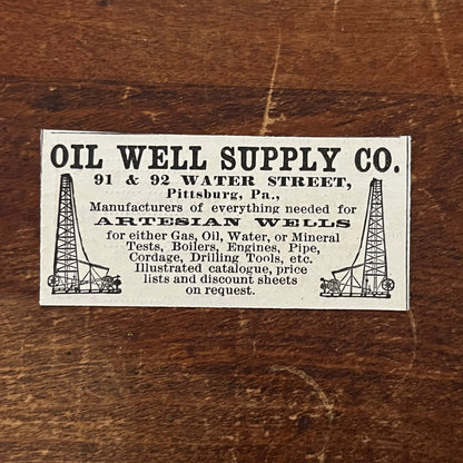 Oil Well Supply Co Pittsburgh PA Artesian Wells Original Advertisement AD8-P29