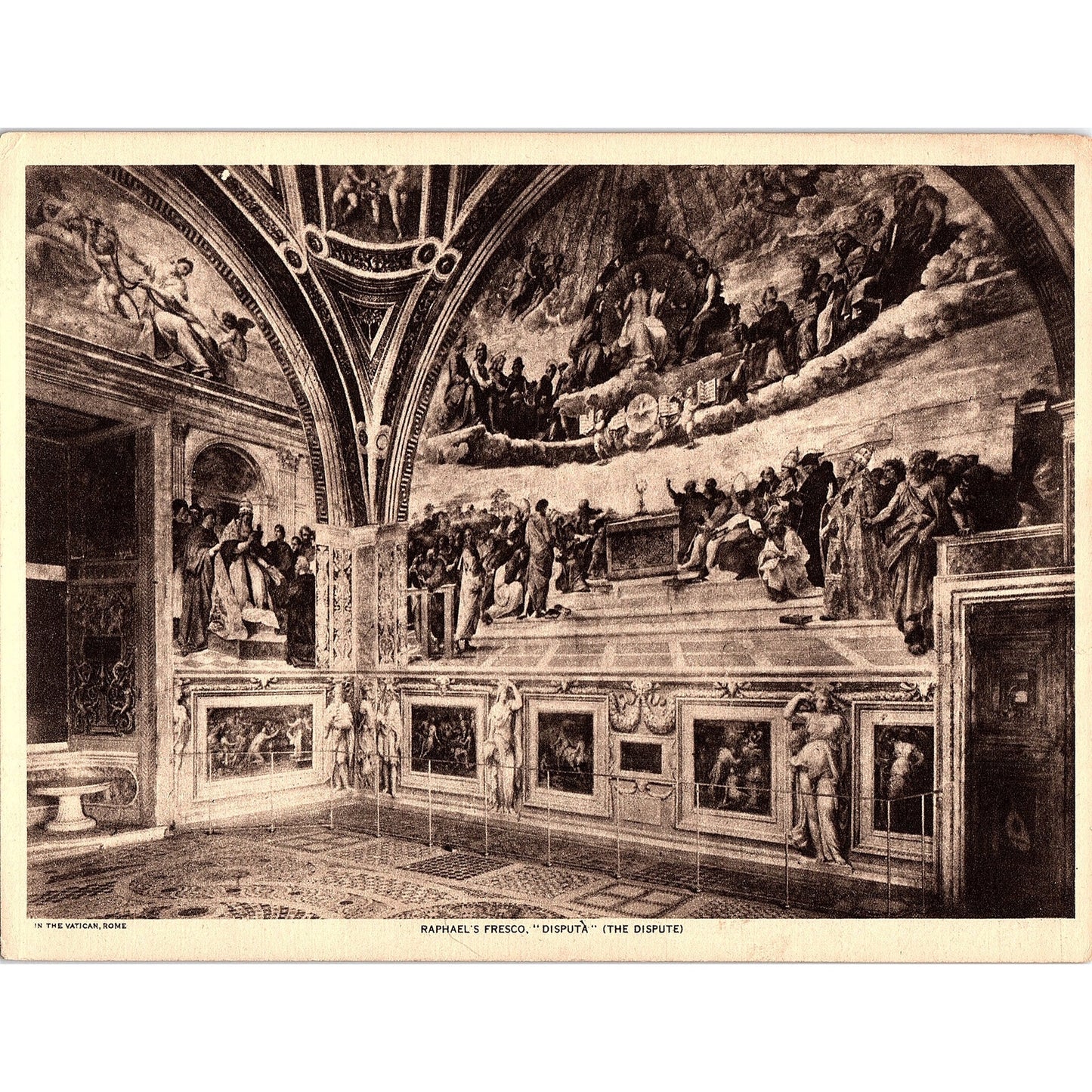 Raphael's Fresco Disputa - The Dispute Vintage Print 7x9.5 V4