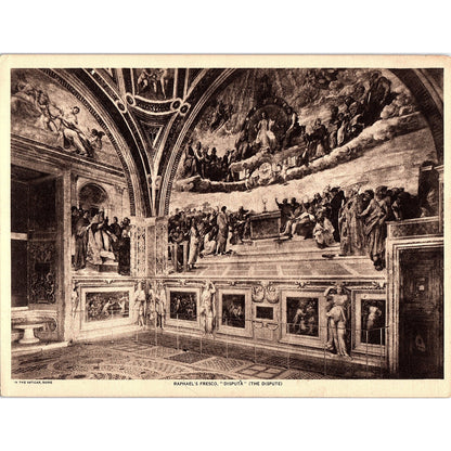 Raphael's Fresco Disputa - The Dispute Vintage Print 7x9.5 V4