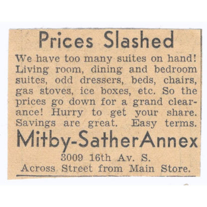 Mitby-Sather Annex 16th Ave So 1935 Minneapolis Journal Advertisement AE7-H3