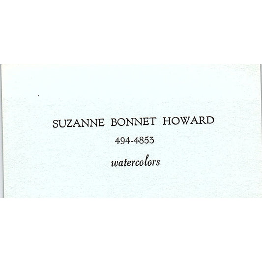 Suzanne Bonnet Howard Watercolor Artist Vintage Business Card SE3-B12