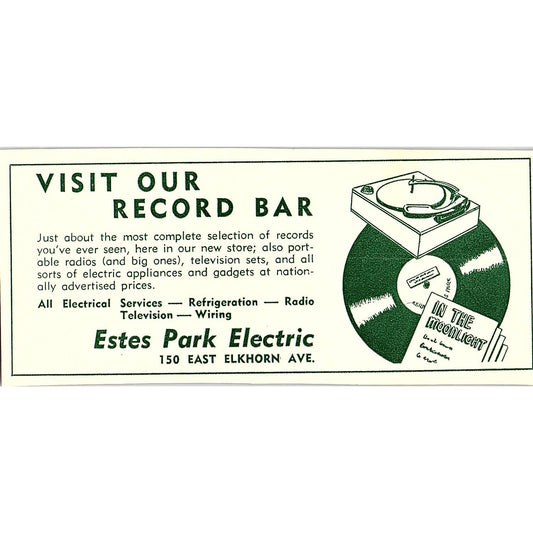 Estes Park Electric Record Bar Lake Estes Boat Service 1957 Estes Park CO AG4-M1