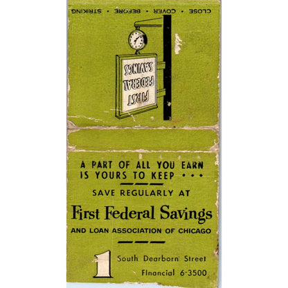 First Federal Savings South Dearborn St Chicago Vintage Matchbook Cover SF4-Y7