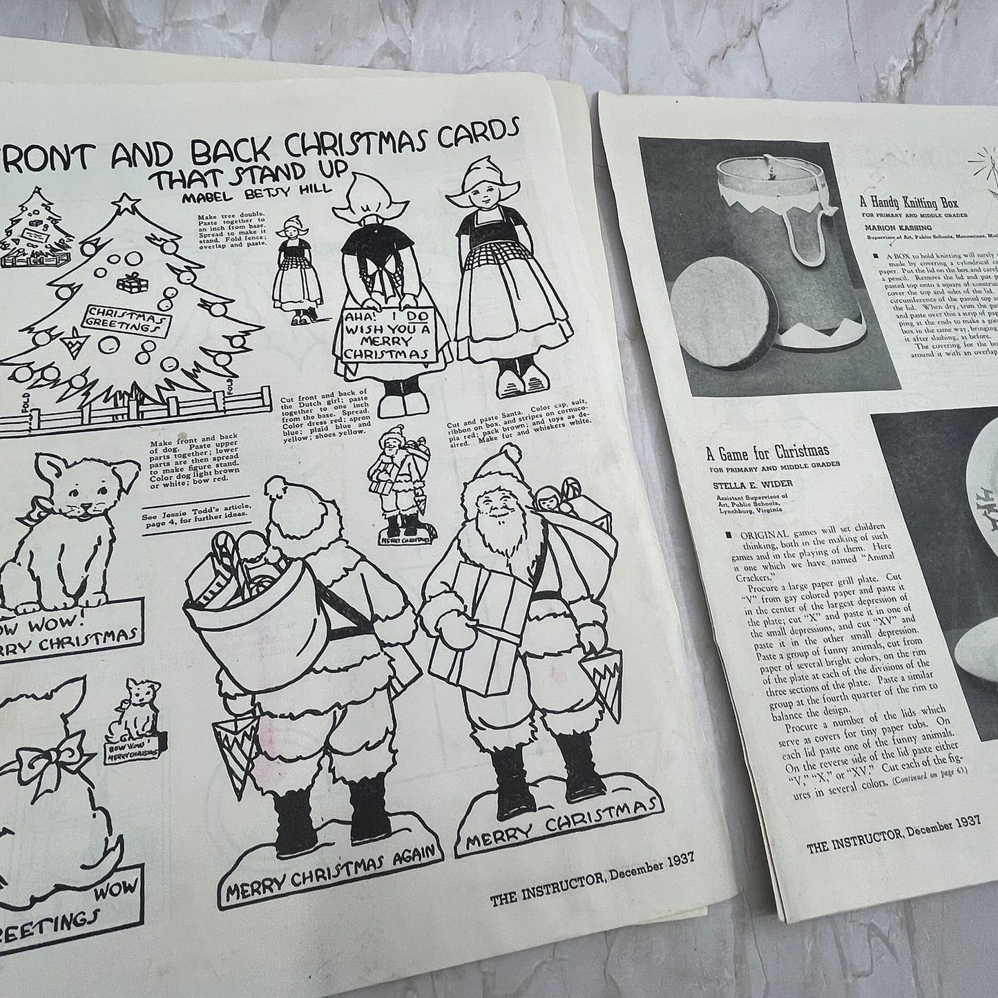 1937 First Grade Students Christmas Gift Crafts Instructor Magazine Clip FL6-2