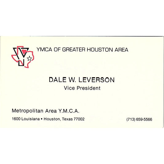 YMCA Of Greater Houston Area Dale W. Leverson Houston Texas Business Card SF3-B2