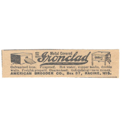 Ironclad Galvanized Iron American Brooder Co Racine WI 1910 Magazine Ad AF1-SS8
